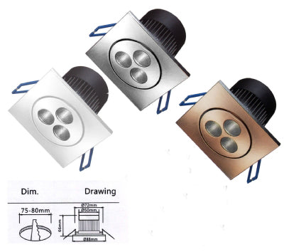 ***שקוע LED מרובע נחושת 3.6W DL